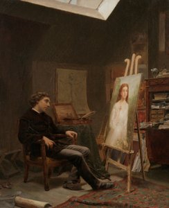 彼のスタジオの芸術家、1873 作： Wyatt Eaton